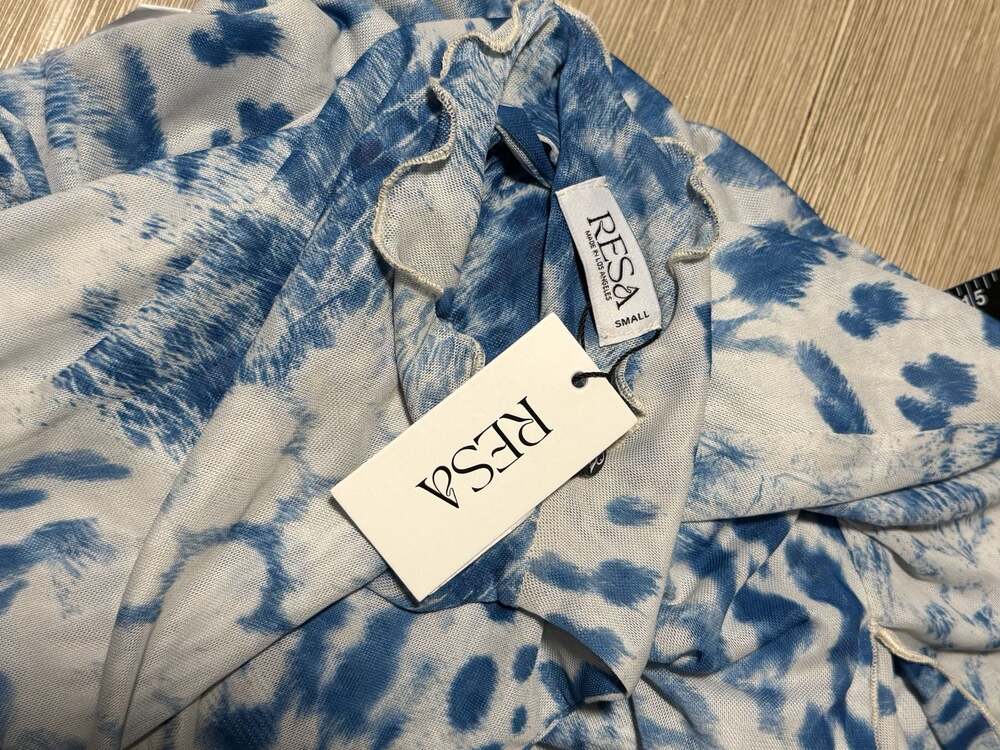 RESA Savannah Mini Dress Blue White Animal Print Size Small - Picture 6 of 8